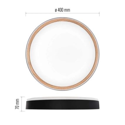 Plafonnier LED dimmable ILVI LED/30W/230V 2700-6500K Ø 40 cm noir/beige + télécommande