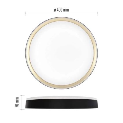 Plafonnier LED dimmable ILVI LED/30W/230V 2700-6500K Ø 40 cm noir/laiton + télécommande