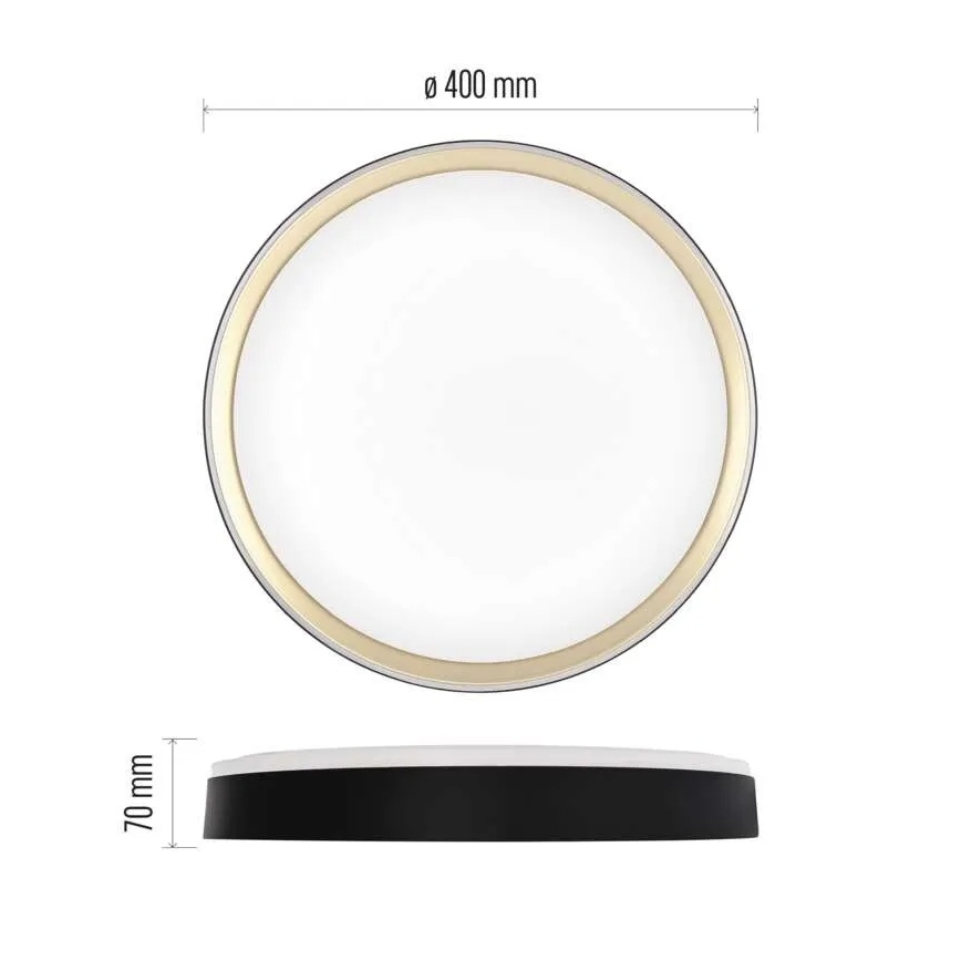 Plafonnier LED dimmable ILVI LED/30W/230V 2700-6500K Ø 40 cm noir/laiton + télécommande