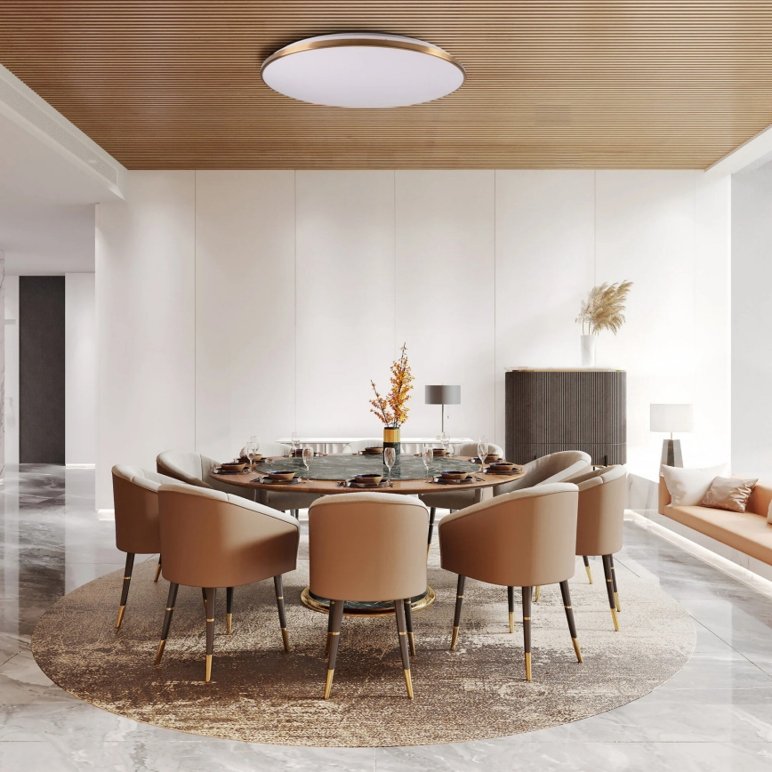 Luminaire de plafond dimmable KERN LED/80W/230V 3000/4000/6000K Ø 80 cm doré + télécommande
