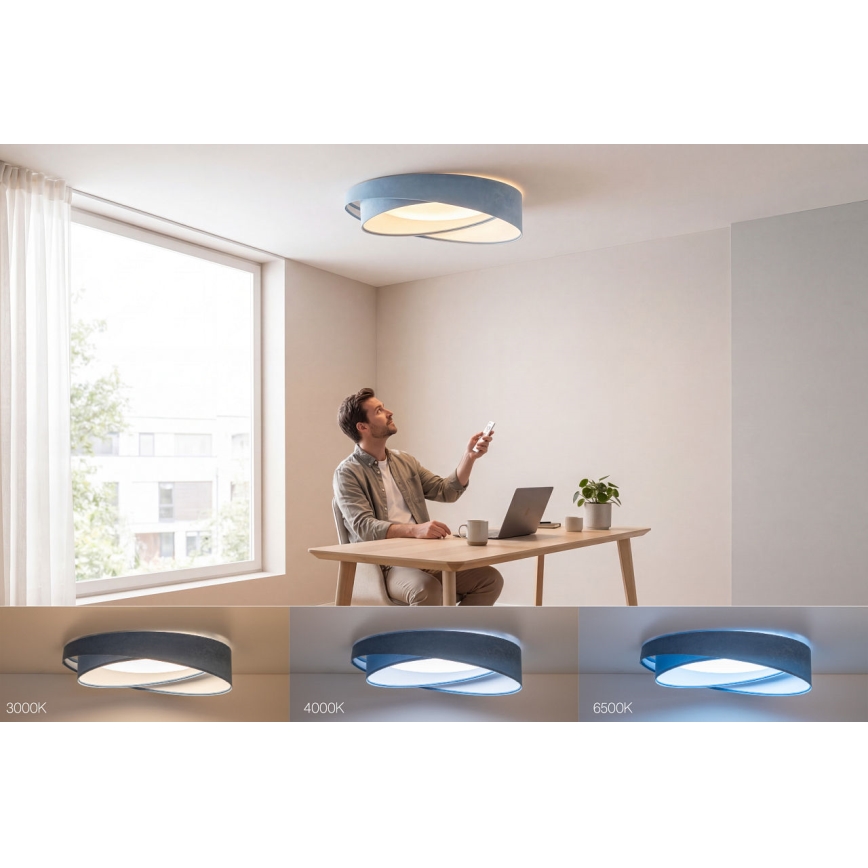 Plafonnier LED dimmable SMART GALAXY MODERN LED/24W/230V 3000-6500K Ø 55 cm bleu + télécommande