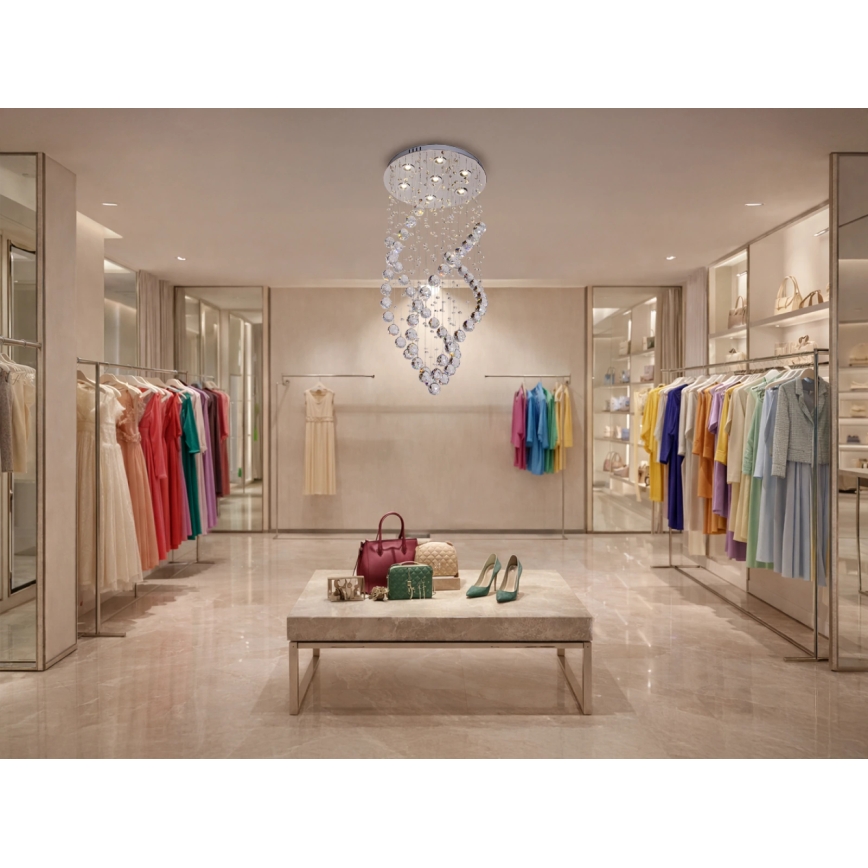 Plafonnier LED en cristal NAURU LED/24W/230V Ø 40 cm chrome brillant + télécommande