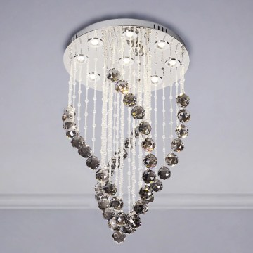 Plafonnier LED en cristal NAURU LED/30W/230V Ø 40 cm chrome brillant/noir + télécommande
