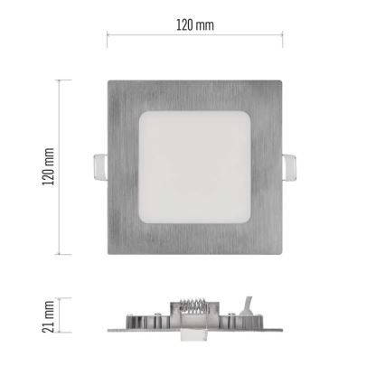 Plafonnier LED encastré NEXXO LED/7W/230V 3000/3500/4000K argenté 12x12 cm