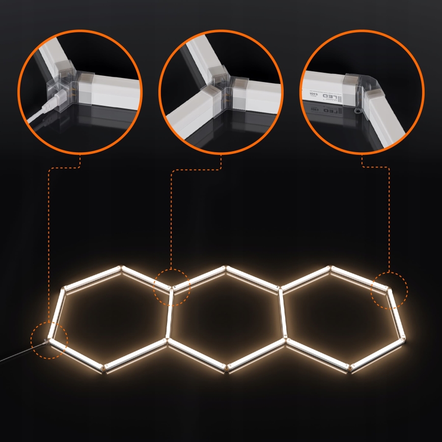 Plafonnier LED HEXAGON LED/128W/85-265V 4000K 248x97 cm IRC 90 IP54 blanc