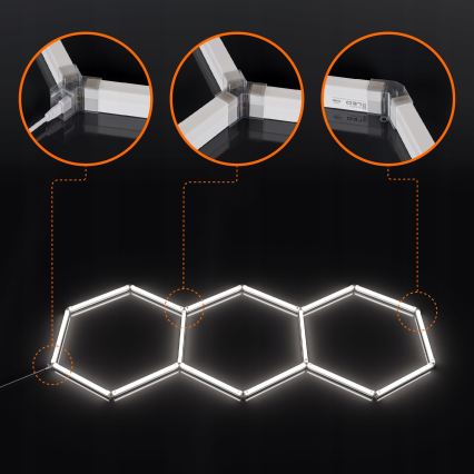 Plafonnier LED HEXAGON LED/128W/85-265V 6000K 248x97 cm IRC 90 IP54 blanc