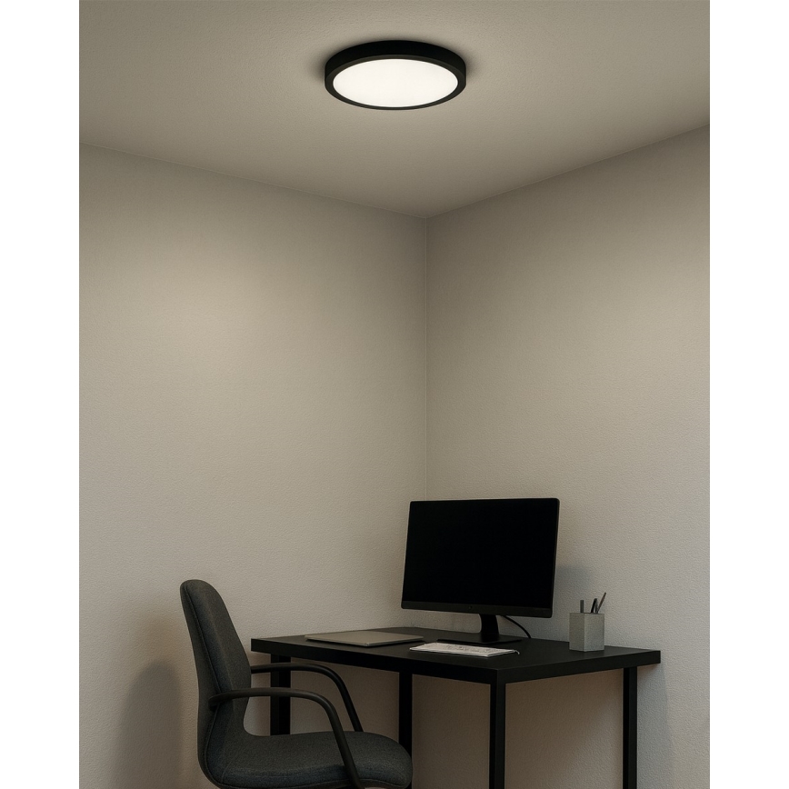 Plafonnier LED LED/18W/230V 3000/4000/6500K Ø 23 cm noir