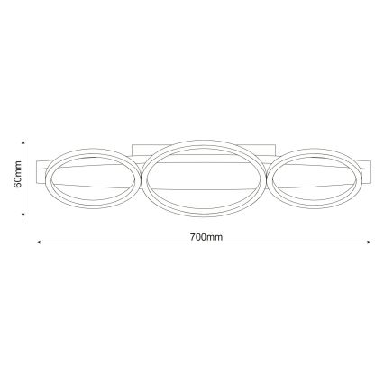 Plafonnier LED MELISA 28W/230V, 26,5 × 70 cm, finition pin