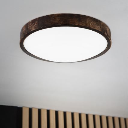 Plafonnier LED OAK SMOKY SLIM LED/36W/230V 4000K Ø 37 cm chêne / brun foncé