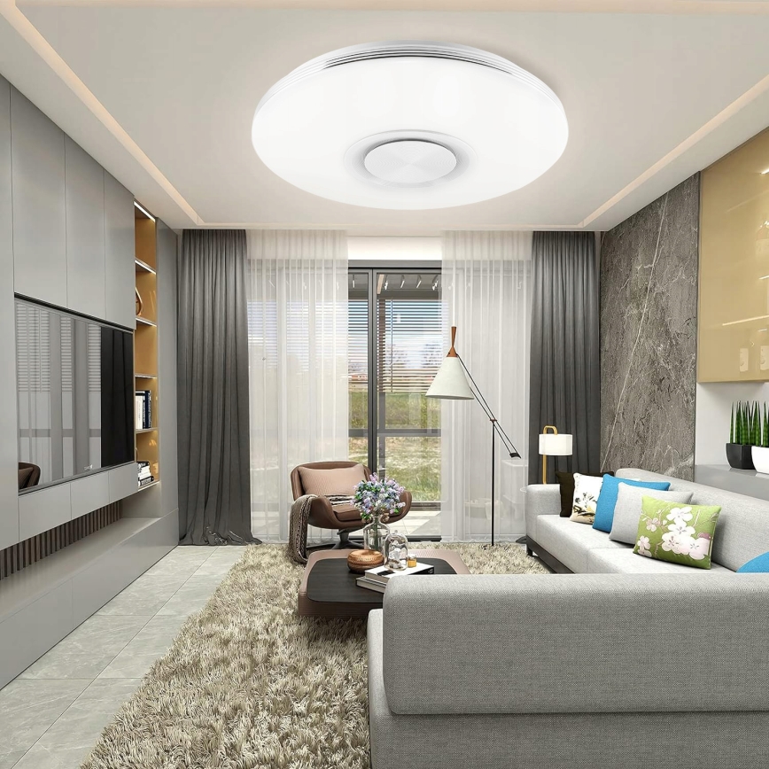 Plafonnier LED RGBW dimmable avec haut-parleur LED/60W/230V 3000-6000K Ø 40 cm blanc + télécommande