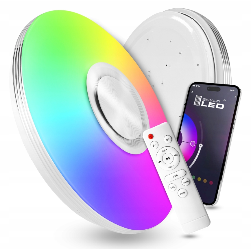 Plafonnier LED RGBW dimmable avec haut-parleur LED/60W/230V 3000-6000K Ø 40 cm blanc + télécommande