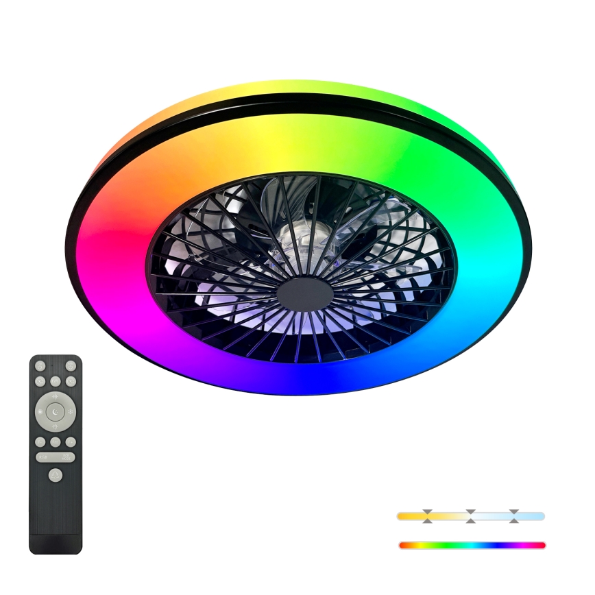 Plafonnier LED RGBW dimmable avec ventilateur VENTELUX LED/48W/230V 3000/4000/6500K Ø 48,5 cm noir + télécommande