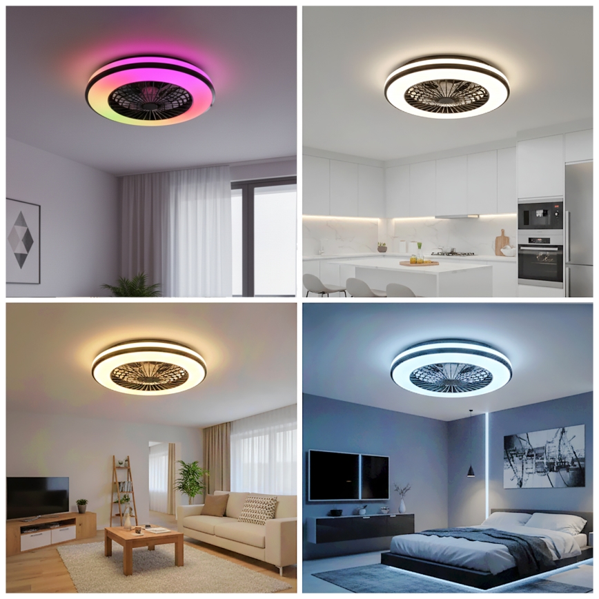 Plafonnier LED RGBW dimmable avec ventilateur VENTELUX LED/48W/230V 3000/4000/6500K Ø 48,5 cm noir + télécommande