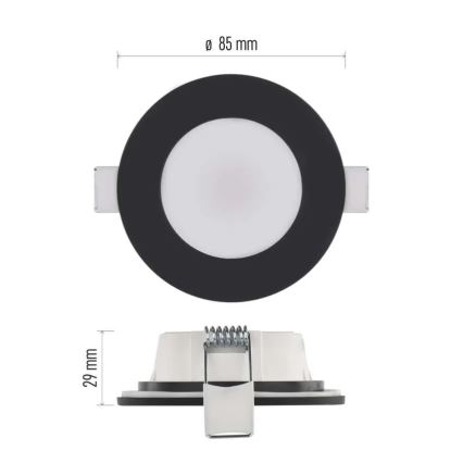 Plafonnier LED pour salle de bain LORI LED/4,5W/230V IP65 2700/4000K Ø 8,5 cm noir