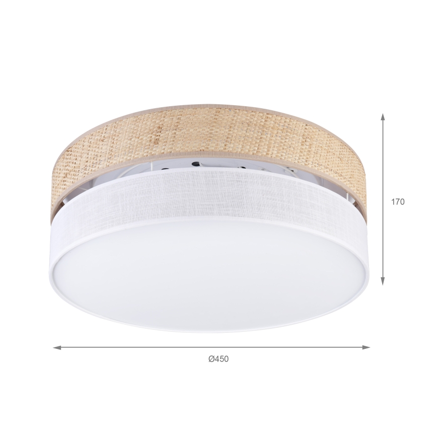 Plafonnier LED SIRJA BOHO — 36 W, 230 V, 4000 K, Ø 45 cm — beige/blanc