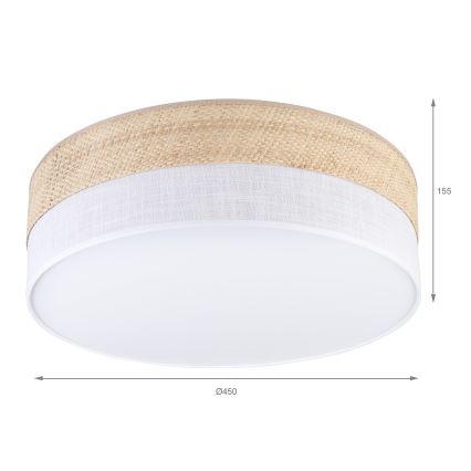 Plafonnier LED SIRJA BOHO, 36 W, 230 V, 4000 K, Ø 45 cm, beige/blanc