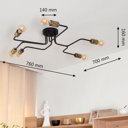 Plafonnier LED TUBE 6xE27/15W/230V