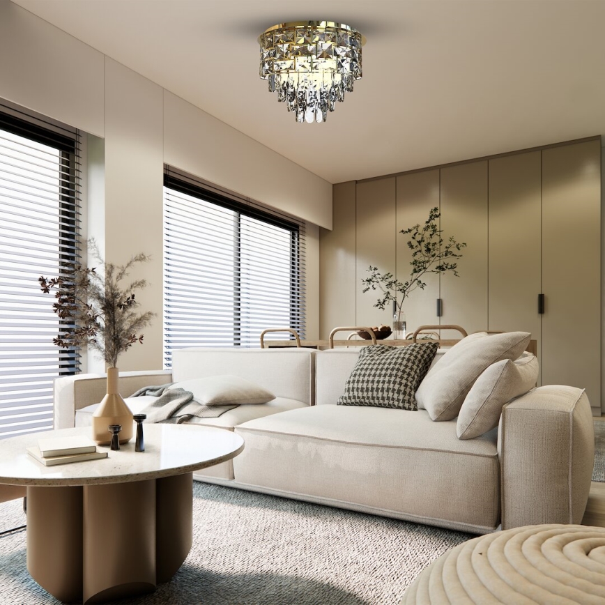 Plafonnier LUXURIA 9xE14/40W/230V d. 48 cm doré