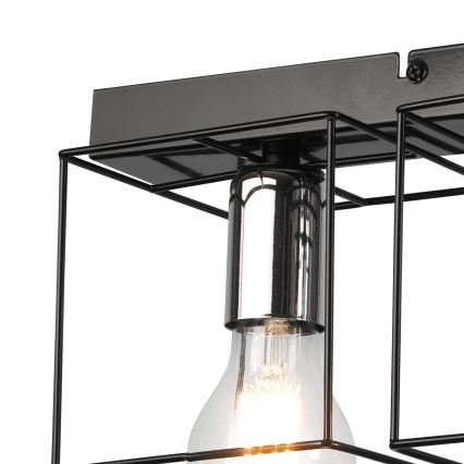 Plafonnier MIKA 4xE27/60W/230V 61 cm noir/chrome brillant