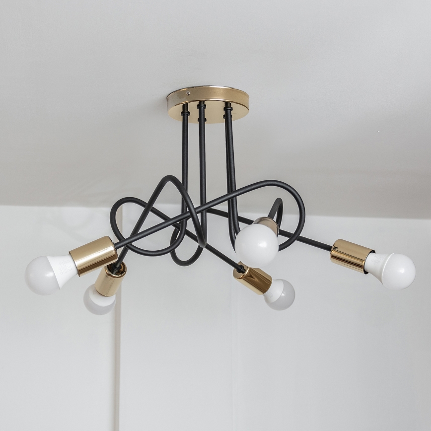 Plafonnier monté en surface OXFORD 5xE27/15W/230V doré/noir