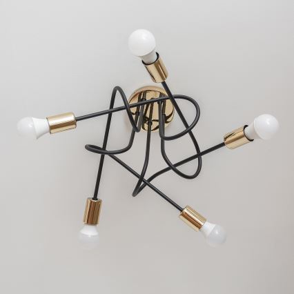 Plafonnier monté en surface OXFORD 5xE27/15W/230V doré/noir