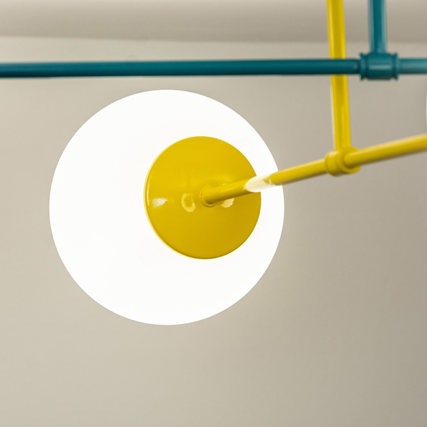 Plafonnier MOON 4xE27/15W/230V turquoise/jaune