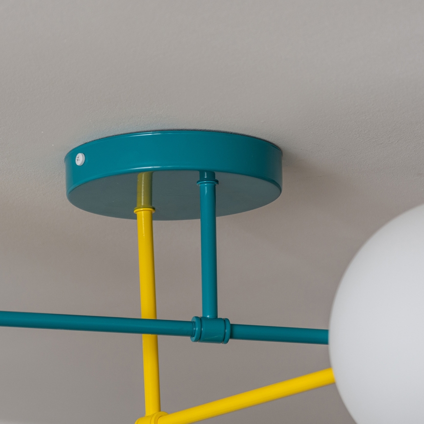 Plafonnier MOON 4xE27/15W/230V turquoise/jaune