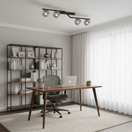 Plafonnier NATON 4xE14/10W/230V noir/fumé