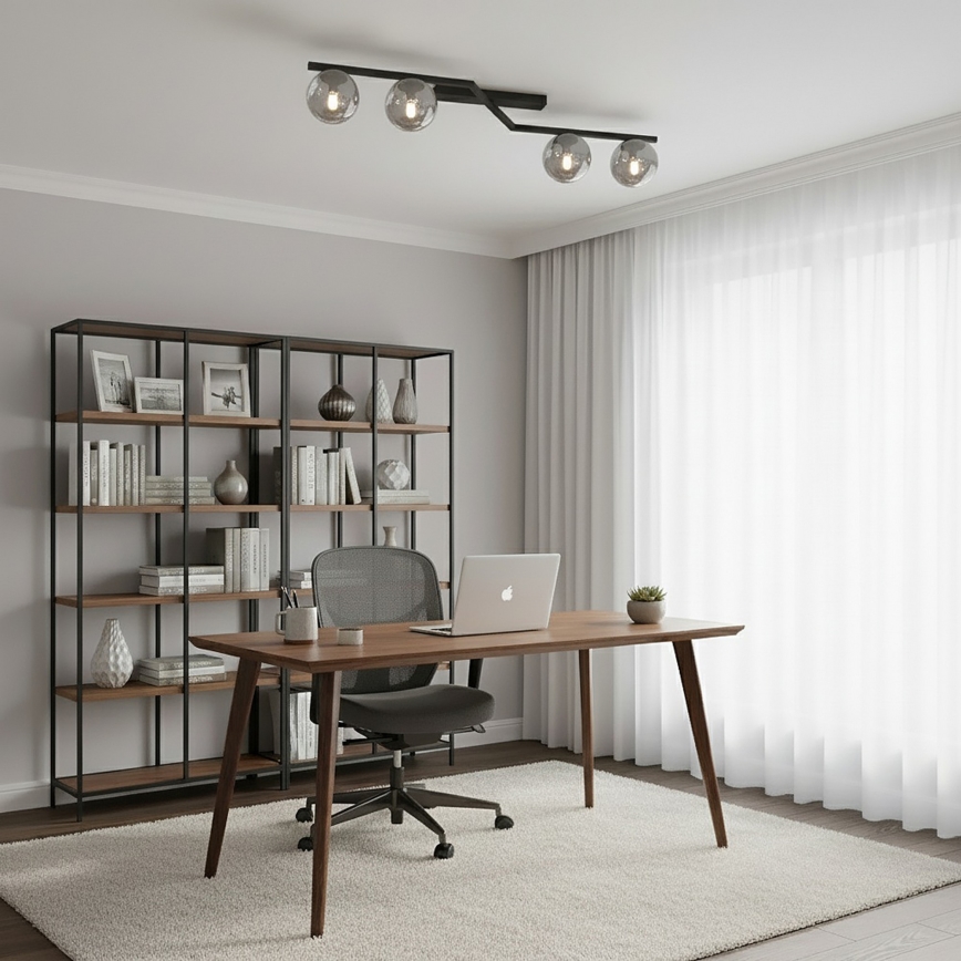 Plafonnier NATON 4xE14/10W/230V noir/fumé