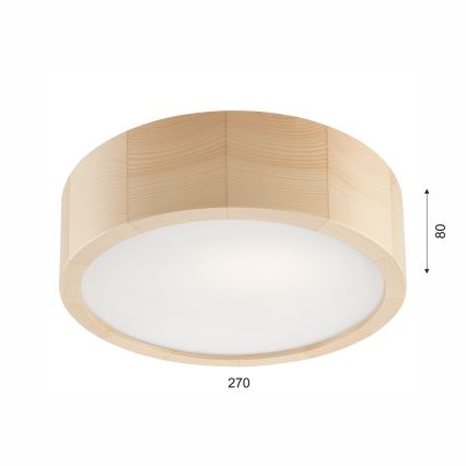 Plafonnier NATURAL 1xE27/60W/230V, Ø 27,5 cm, en pin