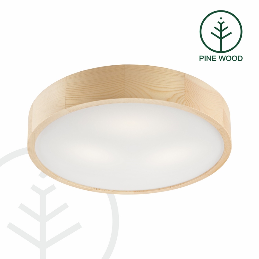 Plafonnier NATURAL 3xE27/60W/230V, Ø 47,5 cm, en pin