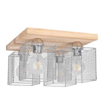 Plafonnier NORMAN WOOD 4xE27/25W/230V chêne mat - certifié FSC