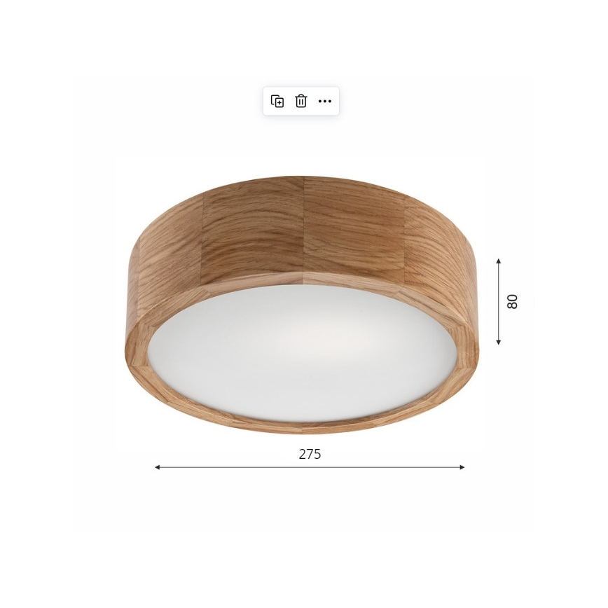Plafonnier OAK 1xE27/60W/230V chêne ø 27,5 cm - certifié FSC
