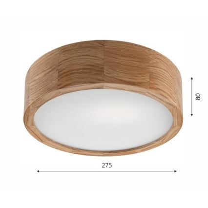 Plafonnier OAK 1xE27/60W/230V en chêne, Ø 27,5 cm