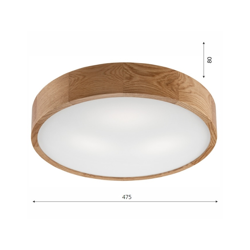 Plafonnier OAK 3xE27/60W/230V chêne ø 47,5 cm - certifié FSC