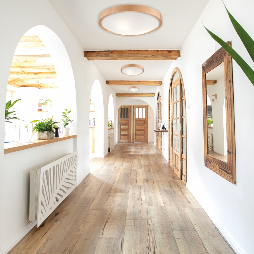 Plafonnier OAK SLIM 3×E27/60W/230V Chêne ø 47 cm