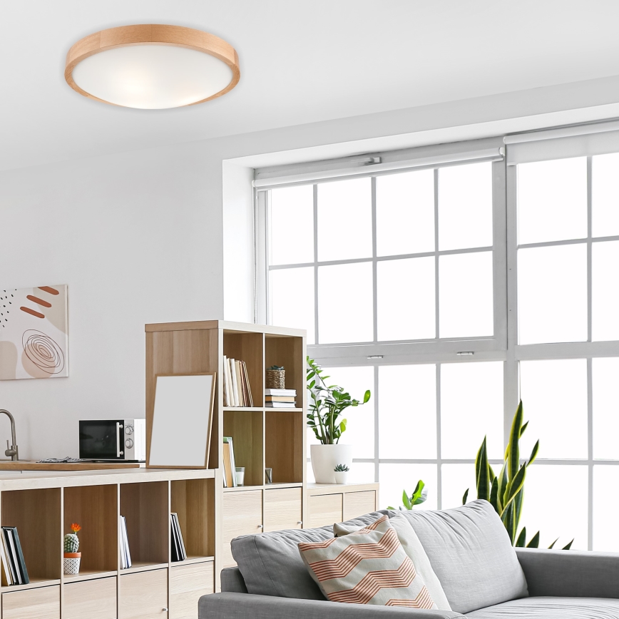 Plafonnier OAK SLIM 3×E27/60W/230V Chêne ø 47 cm