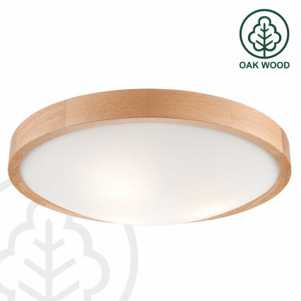 Plafonnier OAK SLIM 3×E27/60W/230V Chêne ø 47 cm