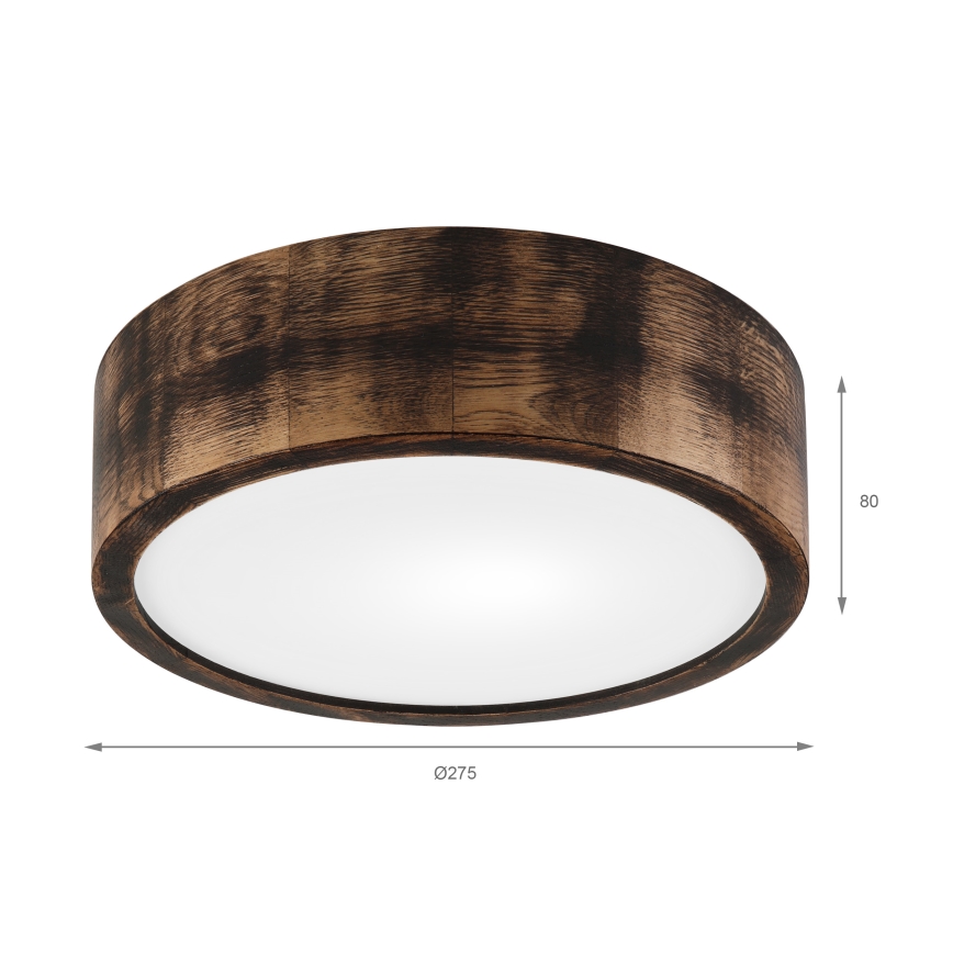 Plafonnier OAK SMOKY 1xE27/15W/230V ø 27,5 cm chêne/marron foncé