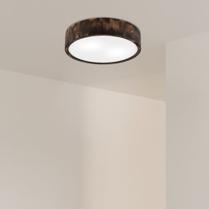Plafonnier OAK SMOKY 2xE27/15W/230V ø 37,5 cm chêne/marron foncé
