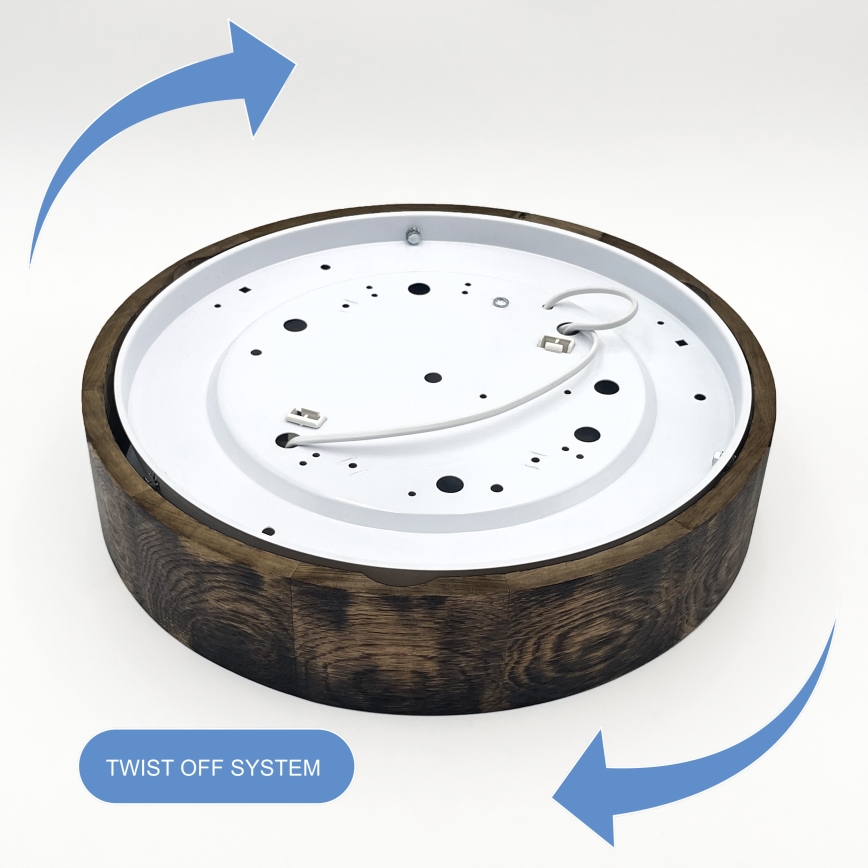 Plafonnier OAK SMOKY 2xE27/15W/230V ø 37,5 cm chêne/marron foncé
