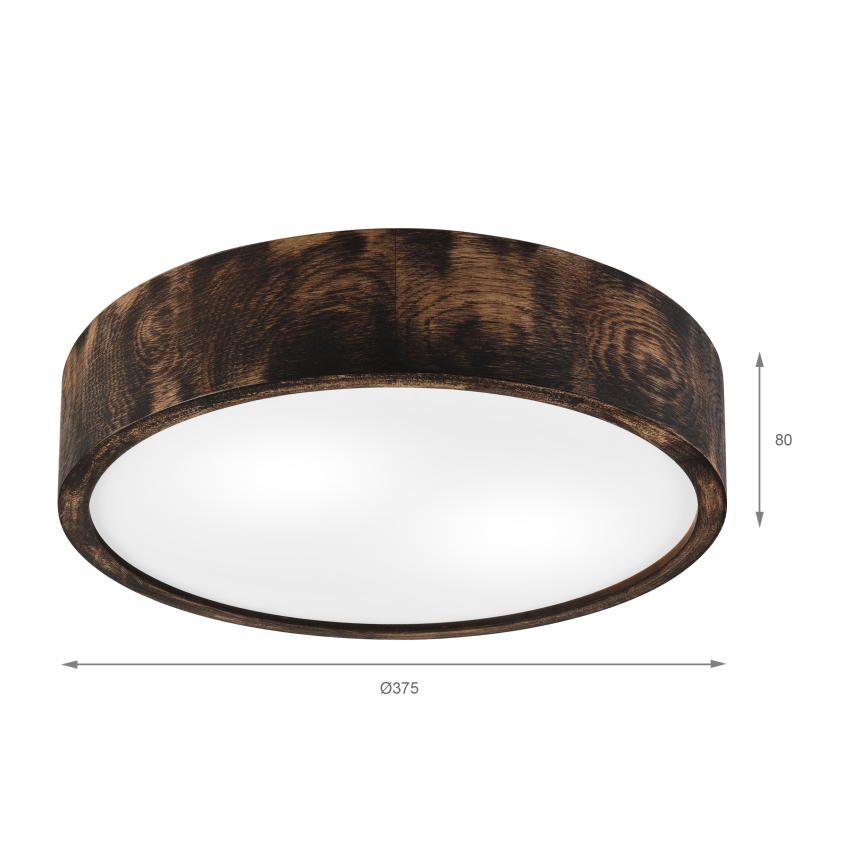 Plafonnier OAK SMOKY 2xE27/15W/230V ø 37,5 cm chêne/marron foncé