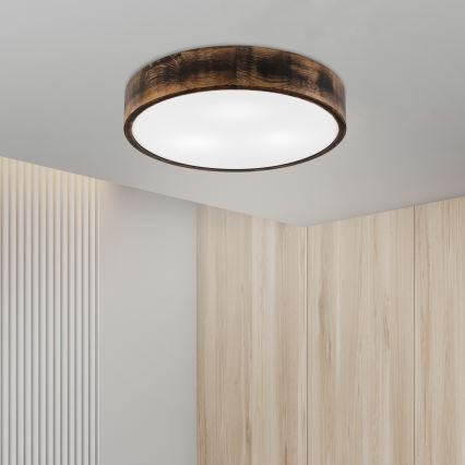Plafonnier OAK SMOKY 3xE27/15W/230V ø 47,5 cm chêne/marron foncé