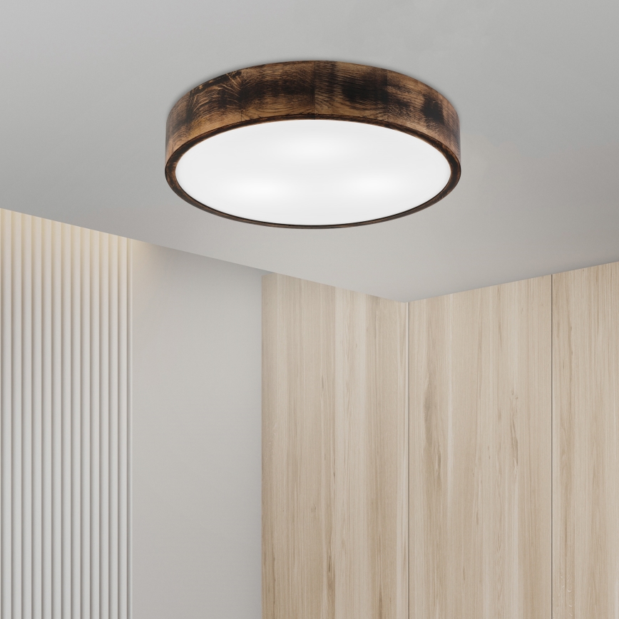 Plafonnier OAK SMOKY 3xE27/15W/230V ø 47,5 cm chêne/marron foncé