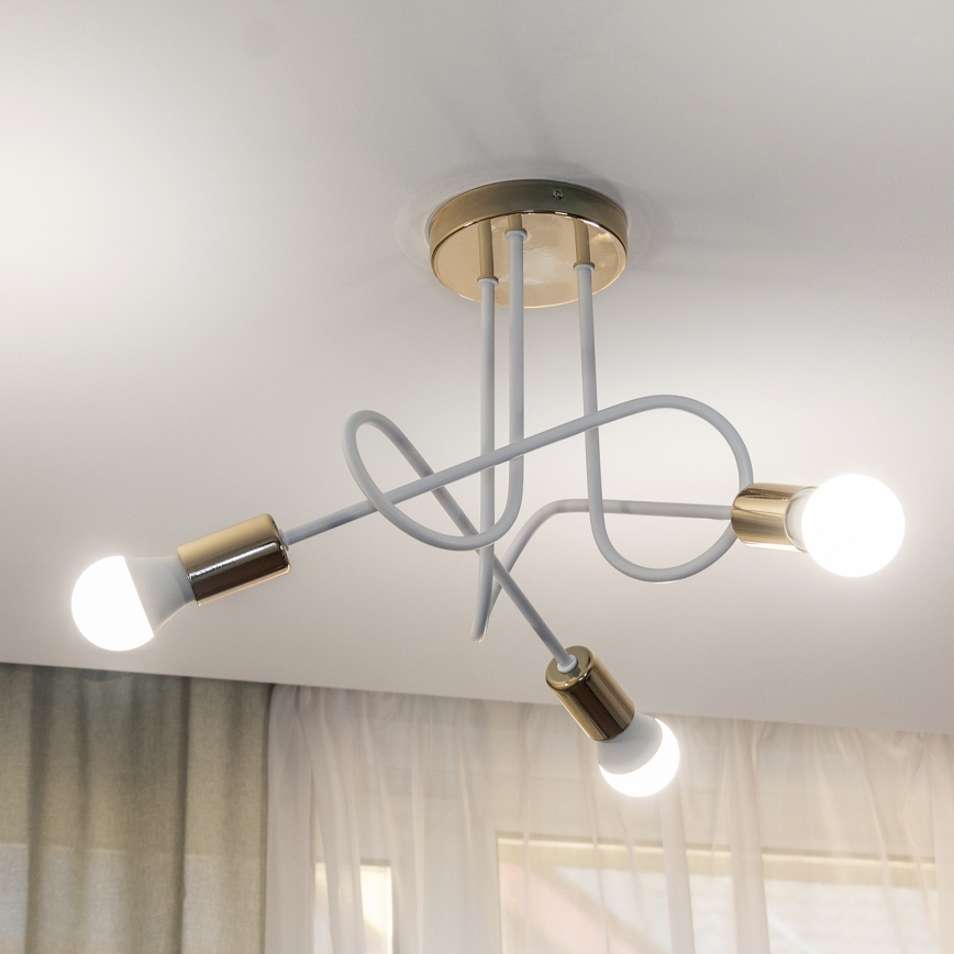 Plafonnier OXFORD 3xE27/15W/230V doré/blanc