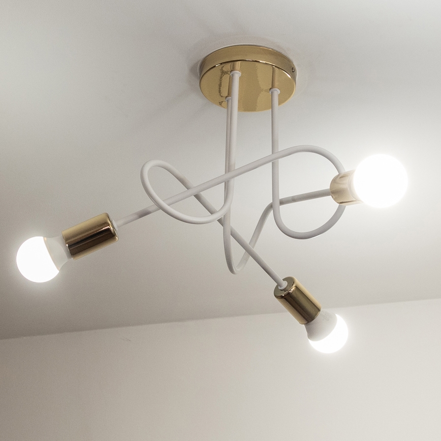 Plafonnier OXFORD 3xE27/15W/230V doré/blanc