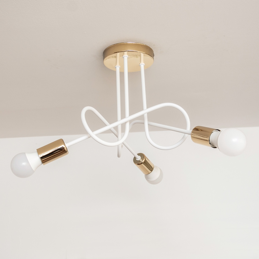 Plafonnier OXFORD 3xE27/15W/230V doré/blanc