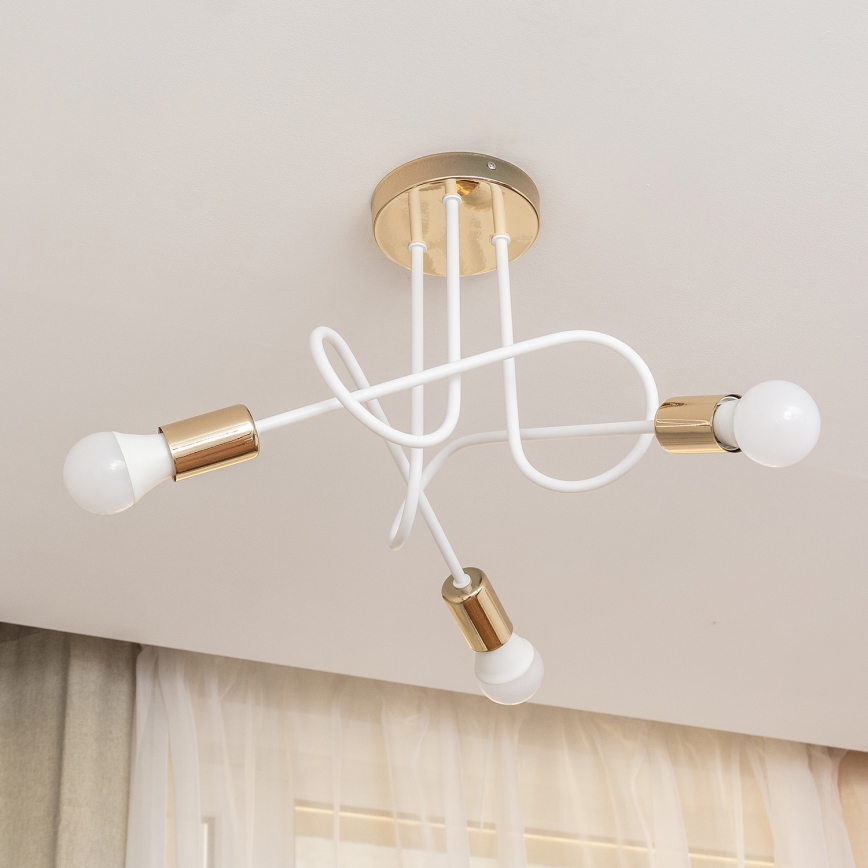 Plafonnier OXFORD 3xE27/15W/230V doré/blanc