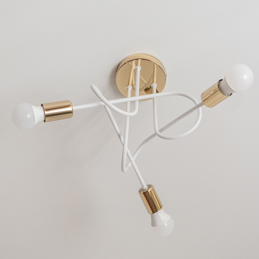 Plafonnier OXFORD 3xE27/15W/230V doré/blanc