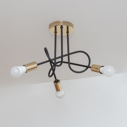 Plafonnier OXFORD 3xE27/15W/230V doré/noir